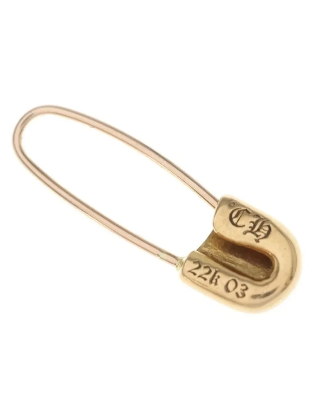 Chrome Hearts 22k ER Safety Pin Earrings Gold